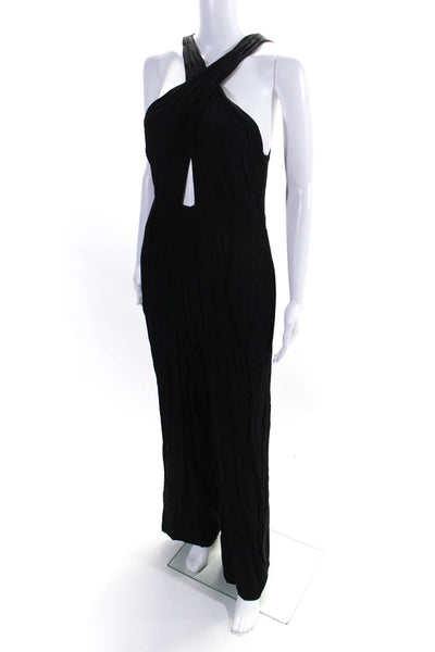 Mara Hoffman Womens Sleeveless V Neck High Rise Wide Leg Jumpsuit Black Size 6