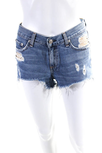 Rag & Bone Jean Womens Denim Cut Off Ripped Low Rise Shorts Blue Size 26