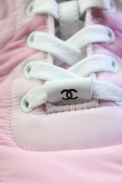 Chanel Womens Suede Trim Color Block Nylon CC Sneakers Pink Size 38 8