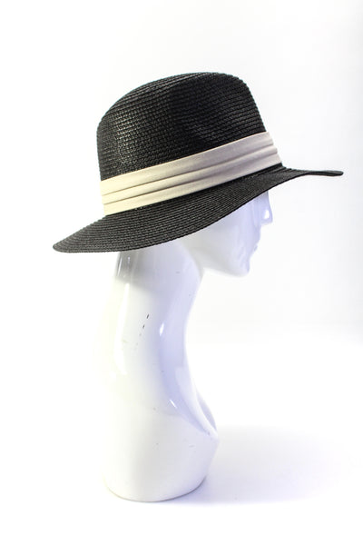 Bits & Pieces To Go Womens Twill Band Straw Wide Brim Hat Black One Size