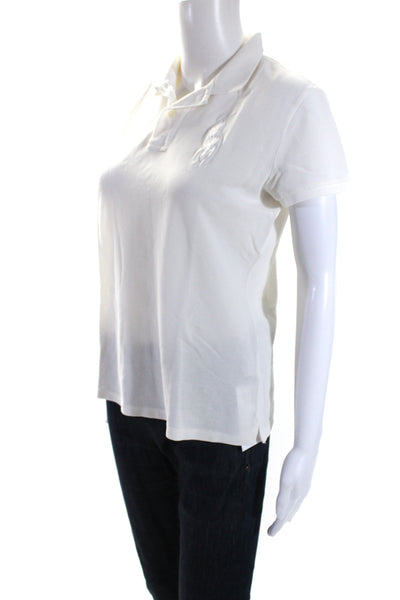 Ralph Lauren Golf Womens Short Sleeves Polo Shirt White Cotton Size Small