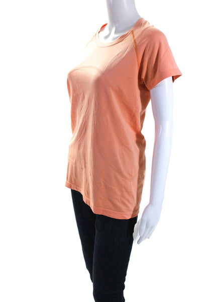 Lululemon Womens Striped Short Sleeves Crew Neck Tee Shirt Orange Size 10