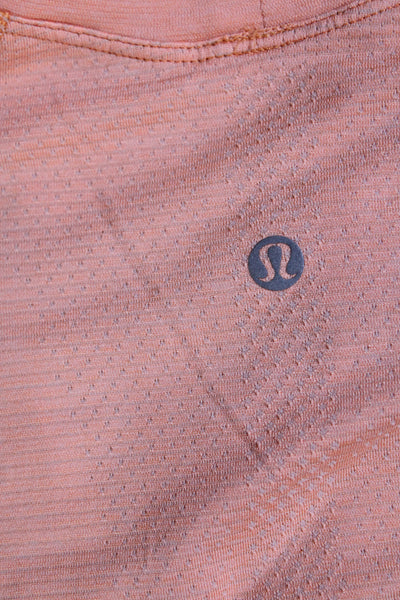 Lululemon Womens Striped Short Sleeves Crew Neck Tee Shirt Orange Size 10