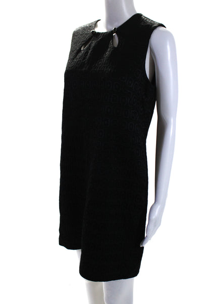 Milly Womens Back Zip Sleeveless Cut Out Crew Neck Shift Dress Black Size 8