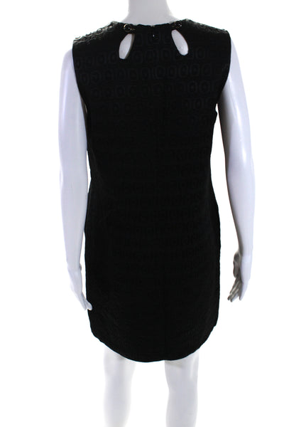 Milly Womens Back Zip Sleeveless Cut Out Crew Neck Shift Dress Black Size 8