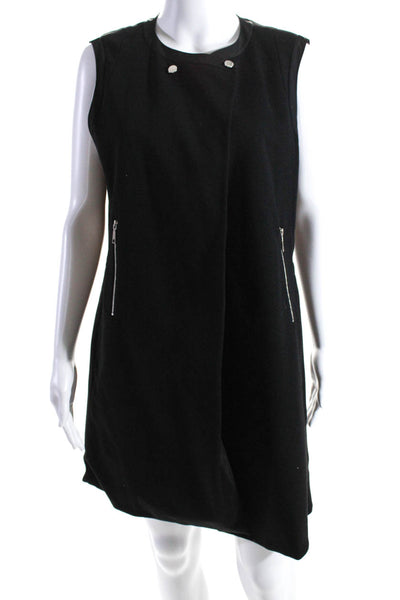 Lafayette 148 New York Womens Single Button Crew Neck Vest Jacket Black Medium