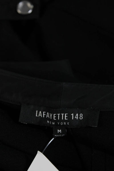 Lafayette 148 New York Womens Single Button Crew Neck Vest Jacket Black Medium