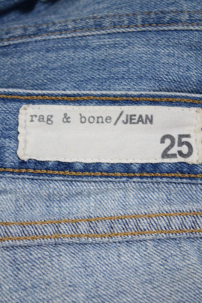 Rag & Bone Jean Womens Ripped Moss Wholes Boyfriend Jeans Blue Cotton Size 25