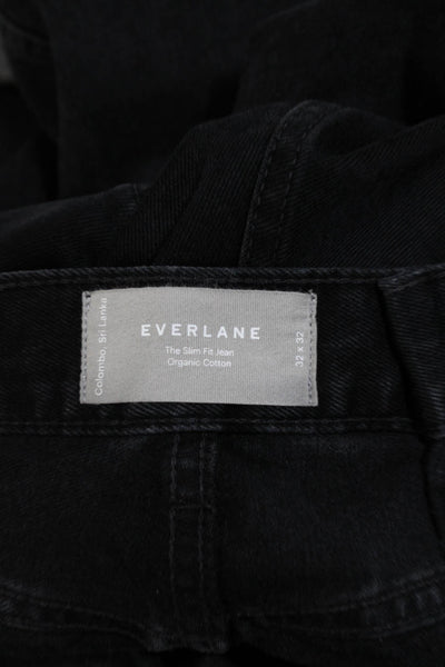 Everlane Mens Mid Rise The Slim Fit Jeans Black Organic Cotton Size 32X32