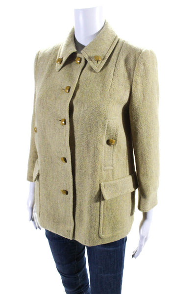 Iceberg Womens Button Down Collared Long Sleeve Jacket Wool Yellow Size 38