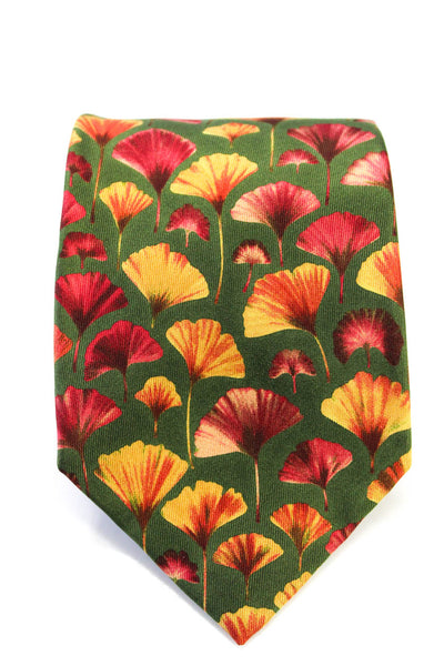 Gucci Mens Floral Print Classic Tie Silk Red Green One Size