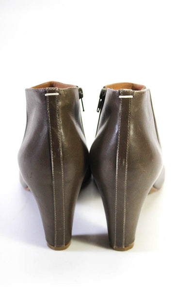 Maison Margiela Womens Side Zip Open Toe High Heels Leather Brown Size 9 US