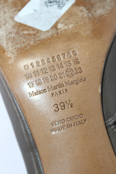 Maison Margiela Womens Side Zip Open Toe High Heels Leather Brown Size 9 US