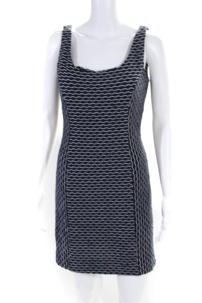 Milly Womens Sleeveless Scoop Neck Wavy Striped Knit Dress Navy White Size Small