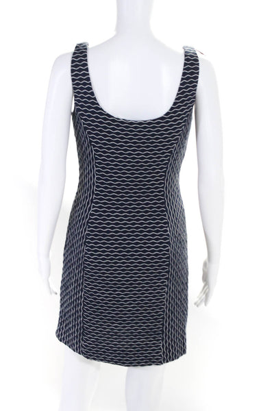 Milly Womens Sleeveless Scoop Neck Wavy Striped Knit Dress Navy White Size Small