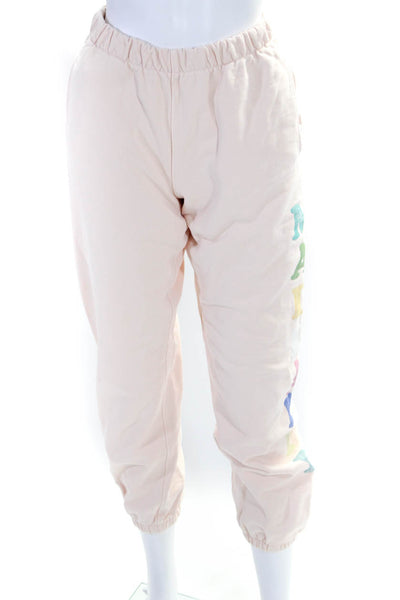 Madhappy Womens Pastel Logo Print Sweatpants Lounge Pants Light Pink Size Small