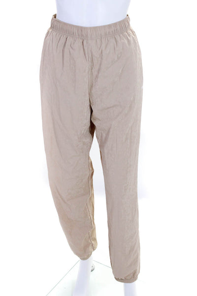 Kith Womens Elastic Drawstring Slim Leg Windbreaker Pants Beige Size Extra Small