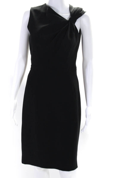 Max Mara Studio Womens Gathered Neckline Sleeveless Sheath Dress Black Size 8