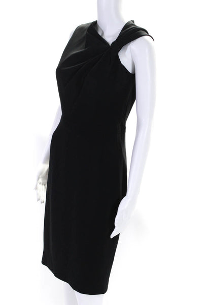 Max Mara Studio Womens Gathered Neckline Sleeveless Sheath Dress Black Size 8