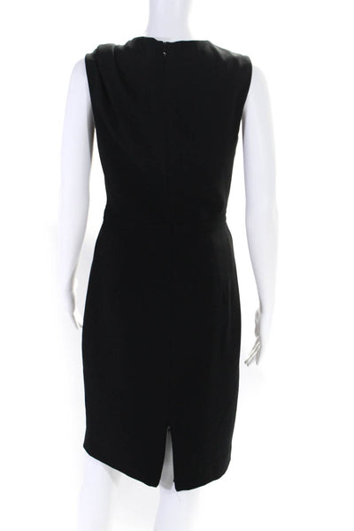 Max Mara Studio Womens Gathered Neckline Sleeveless Sheath Dress Black Size 8