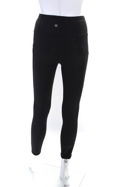 Athleta Womens High Waist Zip Pocket Ankle Leggings Pants Black Size XXS