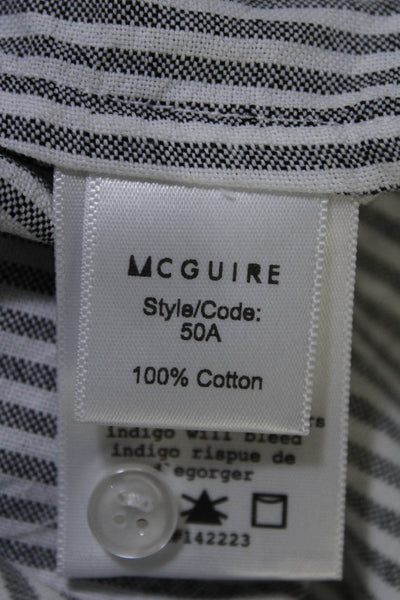 McGuire Womens Crew Neck Button Up Striped Shirt Blouse Gray White Size XS