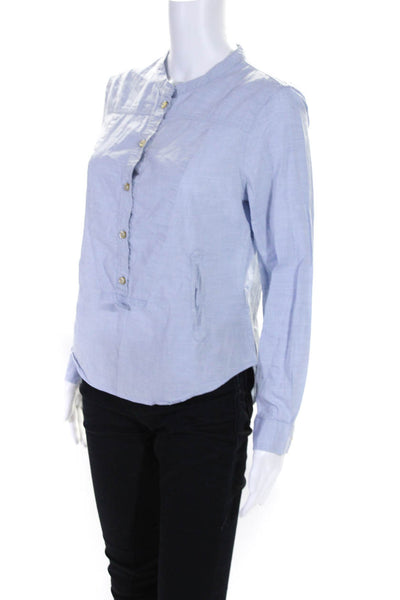 Isabel Marant Womens Long Sleeve Crew Neck Button Up Top Blouse Blue Size FR 40