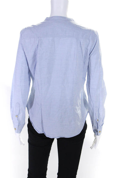 Isabel Marant Womens Long Sleeve Crew Neck Button Up Top Blouse Blue Size FR 40