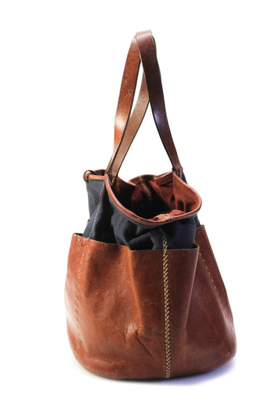 Henry Beguelin Womens Leather Open Top Handle Hobo Bag Brown Size M