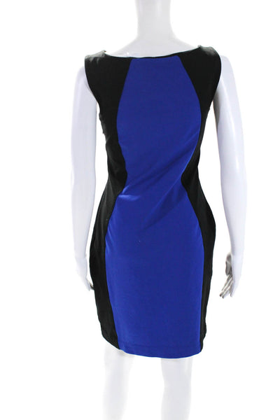 Cynthia Rowley Womens Sleeveless Boat Neck Sheath Dress Black Blue Size Small