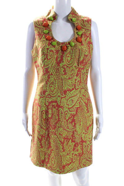 Milly Womens Sleeveless Scoop Neck Paisley Printed Dress Orange Green Size 6