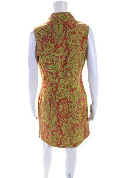 Milly Womens Sleeveless Scoop Neck Paisley Printed Dress Orange Green Size 6