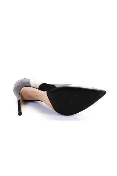 Gianvito Rossi Womens Stiletto Pointed Toe Suede Pumps Gray Black Size 37.5