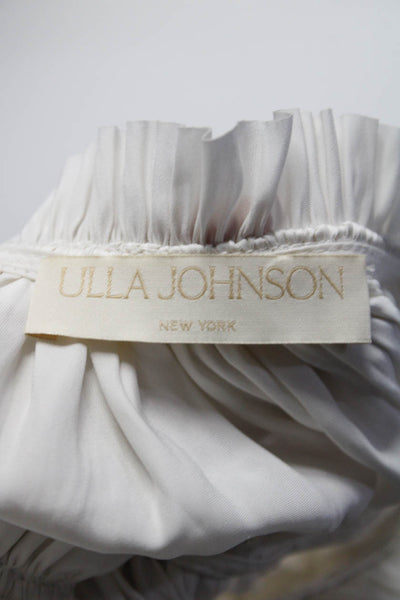 Ulla Johnson Womens Short Sleeve Keyhole Ruffled Trim Top White Size 0