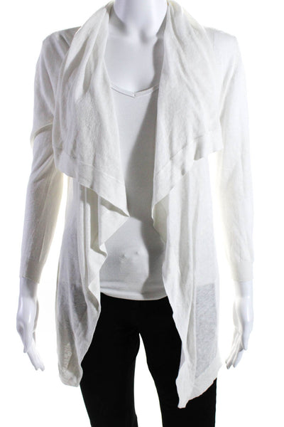 Theory Womens Linen Open Front Waterfall Cardigan White Size P