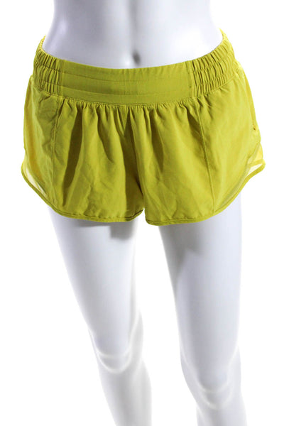 Lululemon Womens Mid Rise Mesh Trim Athletic Shorts Yellow Size 6