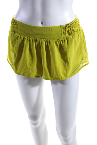 Lululemon Womens Mid Rise Mesh Trim Athletic Shorts Yellow Size 6