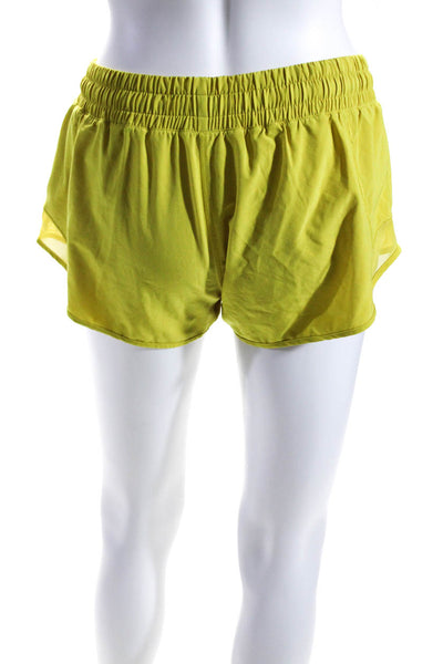 Lululemon Womens Mid Rise Mesh Trim Athletic Shorts Yellow Size 6