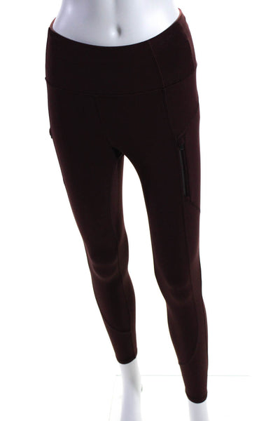 Athleta Womens High Waist Cropped Capri Athletic Leggings Burgundy Size XXS