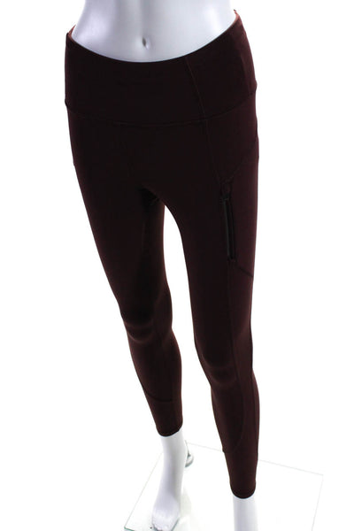 Athleta Womens High Waist Cropped Capri Athletic Leggings Burgundy Size XXS