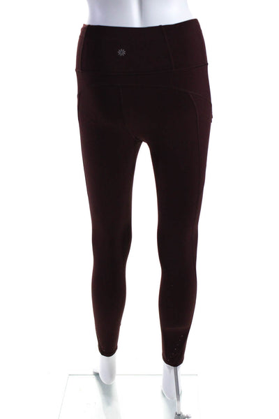 Athleta Womens High Waist Cropped Capri Athletic Leggings Burgundy Size XXS