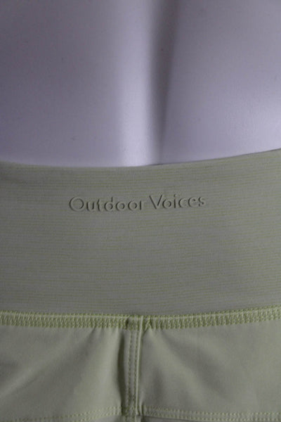 Outdoor Voices Womens Mid Rise Athletic Shorts Light Yellow Green Size Small