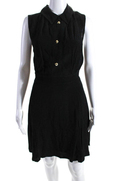 Sandro Womens Back Zip Sleeveless Collared Swing Dress Black Size 1