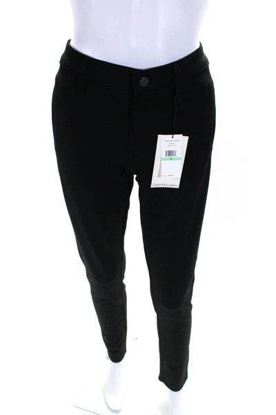 Calvin Klein Women's Button Closure Flat Front Skinny Pants Black Size 8