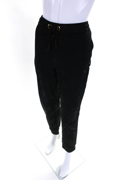 Karl Lagerfeld Women's Drawstring Waist Tapered Leg Jogger Pants Black Size M