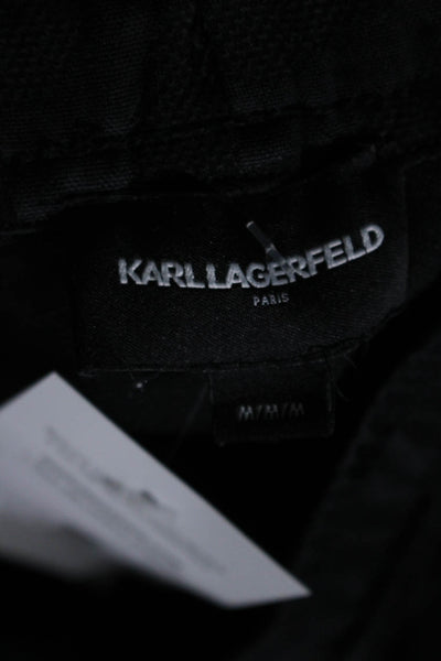 Karl Lagerfeld Women's Drawstring Waist Tapered Leg Jogger Pants Black Size M