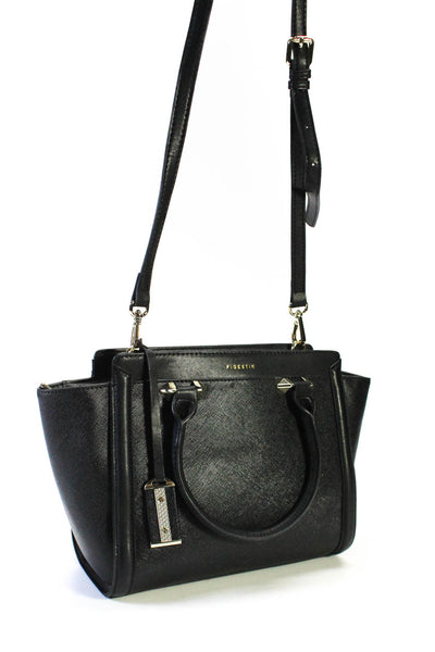 Figestin Women's Zip Closure Top Handle Crossbody Handbag Black Size M