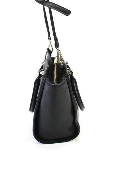 Figestin Women's Zip Closure Top Handle Crossbody Handbag Black Size M