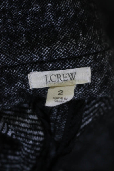 J Crew Womens Double Breasted Crew Neck Jacket Marble Black Wool Blend Size 2