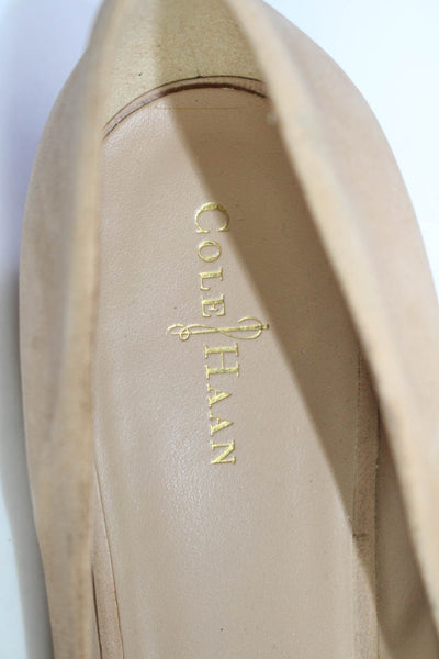 Cole Haan Womens Suede Open Toe Medium Cork Heel Wedge Pumps Beige Size 8 B